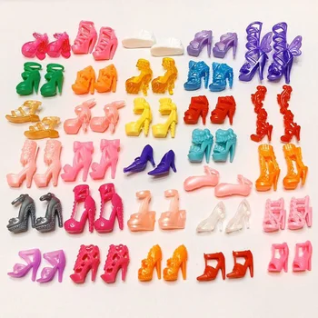 10 пар модных ботинок для DIY, аксессуары для куклы Барби, подарки, красочные сандалии, сапоги на высоком каблуке, разные цвета и стили