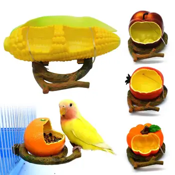 1шт Забавная кормушка для птиц и попугаев в форме фрукта, Апельсин, Гранат, миска для кормления воды, контейнер-кормушка для ящиков, клеток и домашних животных.