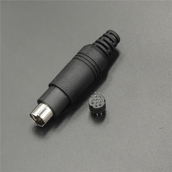 2 шт Мини-9-контактный DIN-штекер с пластиковой ручкой, Кабели для пайки черного цвета