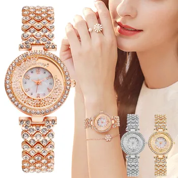 2023 Женские модные часы, женские наручные часы, роскошные женские кварцевые часы, часы из нержавеющей стали, повседневное платье, ювелирные изделия из кристаллов на запястье