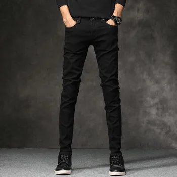 2023 Новые повседневные черные джинсы Four Seasons, мужские популярные Подростковые облегающие стрейчевые Корейские модные мужские брюки