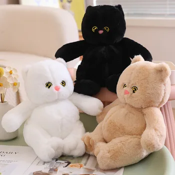 28 см Плюшевая игрушка Kawaii Kitty, Милая черная кошка, мягкая подушка, детская кукла-компаньонка, декор комнаты, подарок на день рождения для девочек