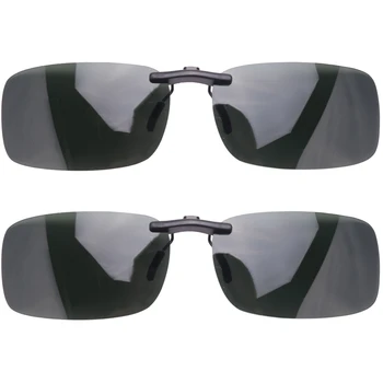 2X солнцезащитных очков с прозрачными темно-зелеными поляризованными линзами унисекс с клипсой на очках