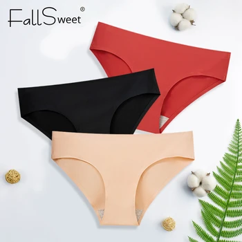 FallSweet 2 шт. Бесшовные трусики для женщин, сексуальные трусы с низкой талией, бразильские трусики, нижнее белье большого размера, женское нижнее белье