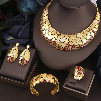 Janekelly 2 шт., Свадебные комплекты ювелирных изделий с цирконием для женщин, Роскошное Свадебное ожерелье из кристаллов CZ в Дубае, Нигерия