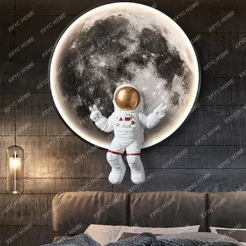 Lampu Dinding Astronot Bulan Semesta untuk Kamar Tidur Ruang Tamu Desain Modern Gaya Dekorasi Latar Belakang Lampu