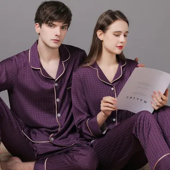 M-3XL, Пижамы для влюбленных большого размера, Новая весенне-летняя пара, Свободные пижамы из 2 предметов, Модный пижамный костюм в клетку, Повседневная домашняя одежда