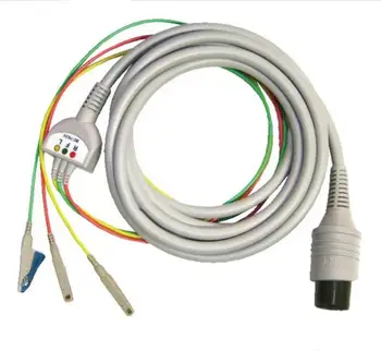 Nihon Kohden 3 провода IEC Snap BC-763V Оригинальный кабель для ЭКГ дефибриллятора новый, оригинальный