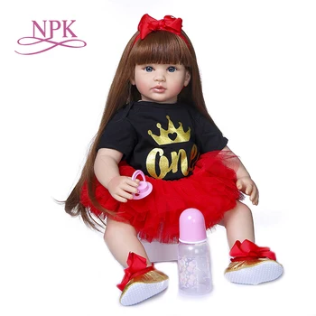 NPK 60 СМ кукла ручной работы для маленьких девочек Boneca Reborn малыш кукла для маленьких девочек Мягкая силиконовая ткань для тела Реалистичная кукла Bebe Reborn ,