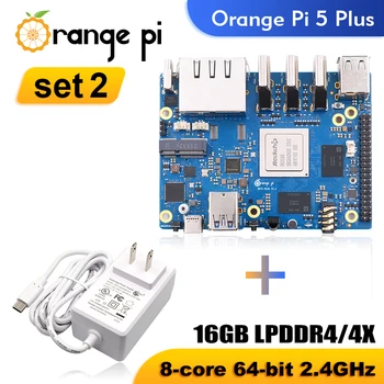 Orange Pi 5 Plus 16 ГБ оперативной ПАМЯТИ + Блок питания RK3588 Одноплатный Компьютер PCIE Модуль Внешний WiFi-BT SSD 8K Плата разработки