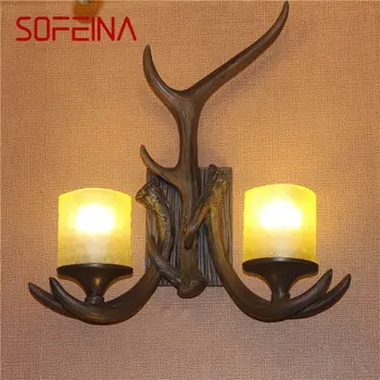 SOFEINA Modern Antlers Настенное бра для освещения помещений Креативная прикроватная светодиодная лампа для дома, гостиной, спальни, декора крыльца