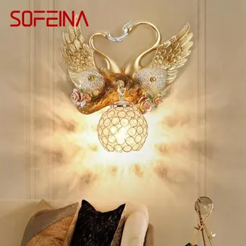 SOFEINA Современные настенные светильники Swan для помещений LED Gold Креативная роскошная лампа-бра для декора дома, гостиной, гостиничного коридора