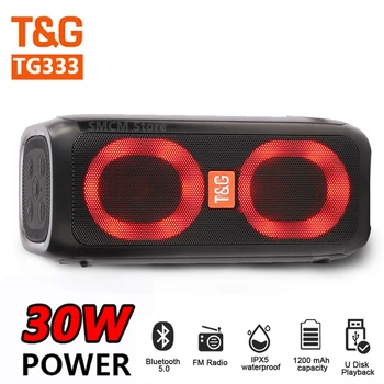 TG333 Мощность 30 Вт caixa de som Bluetooth Динамик Беспроводной Двойной Динамик S Наружный Сабвуфер RGB Красочные Огни с FM-Радио TFcard