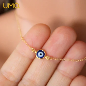 UMQ Простое ожерелье от сглаза для женщин, цепочка-чокер счастливого золотого цвета, круглые подвески, модные ювелирные изделия, подарки