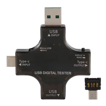 USB-тестер 2 в 1 Type C с цветным ЖК-дисплеем, цифровой мультиметр, детектор напряжения тока USB C, Вольтметр Ампер-вольтметр