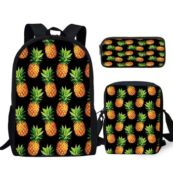 YIKELUO 3D Дизайн в виде ананаса, подростковый рюкзак для ноутбука, рюкзак для студенческих учебников, черный Регулируемый плечевой ремень, сумка-мессенджер