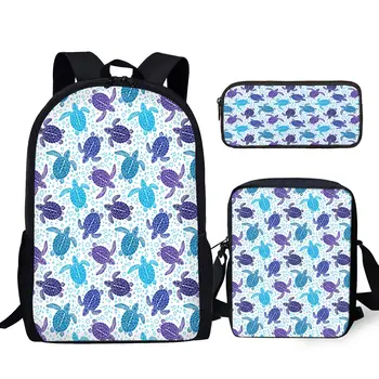 YIKELUO Синяя / Фиолетовая черепаха, Морской пузырь, молодежный ноутбук большой емкости, Студенческая сумка для учебников, прочный рюкзак, сумка-мессенджер