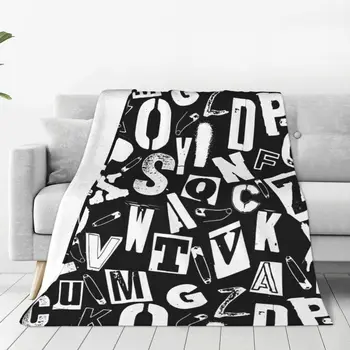 Бархатное покрывало с рисунком алфавита в стиле панк-гранж, одеяло для дома, улицы, Супер Теплый коврик для кровати