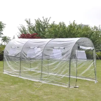 Большая переносная теплица для садоводства на открытом воздухе - прозрачная 450 x 190 x 200 см