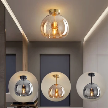 Винтажный потолочный светильник Минималистичный Nordic LED итальянская дизайнерская стеклянная лампа Креативное освещение спальни гостиной E27 в прихожей
