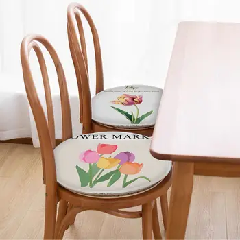 Декоративная подушка для сиденья в виде утреннего цветка тюльпана, домашняя подушка, мягкий плюшевый коврик для стула, зимний Офисный коврик для сиденья барного стула