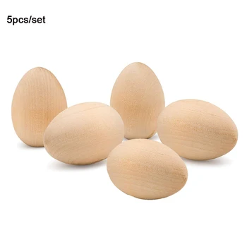 Деревянные яйца, 5шт яиц для имитации дерева своими руками, Незаконченные деревянные пасхальные поделки, поддельные яйца, ранняя развивающая игрушка для пасхального домашнего декора