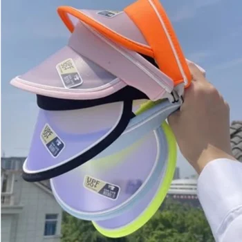Детская прозрачная шляпа с солнцезащитным козырьком для мальчиков и девочек, устойчивая к ультрафиолетовому излучению, солнечный свет Меняет цвет, Пустые цилиндры, детские солнцезащитные шляпы Летом на открытом воздухе