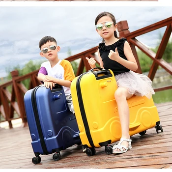 Дизайнерская детская сумка для багажа, 20/24-дюймовый дорожный чемодан для женщин, в котором можно ездить сидя, 3D мультяшные детские чемоданы для ручной клади