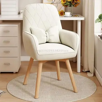 Домашние уютные обеденные стулья для кухни, Офисное кресло, стулья для спальни, Кресло для макияжа, Кресло для гостиной, Многофункциональная мебель с деревянными ножками