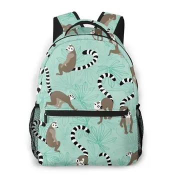 Дорожный Рюкзак Katta Lemur С Листьями Маниока, Рюкзак Для Девочек, Женская Школьная Сумка Большой Емкости Для Подростков