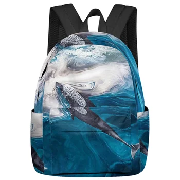 Женские рюкзаки Sea Ocean Dolphin Whale для подростков, школьных сумок для студентов, ноутбуков, рюкзаков на заказ для мужчин, женщин, женщин для путешествий, Mochila