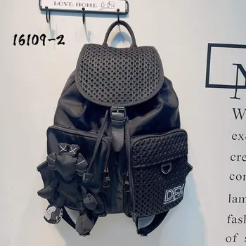 Женский рюкзак из денима Оксфорд с натуральной кожей, рюкзак с откидным шнурком, повседневная персонализированная дорожная сумка для женщин, женская