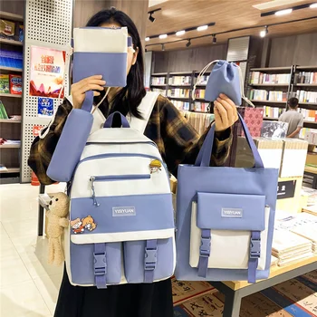 Женский студенческий рюкзак для ноутбука, холщовые школьные сумки для девочек-подростков, детские рюкзаки Kawaii, сумки для книг, рюкзаки