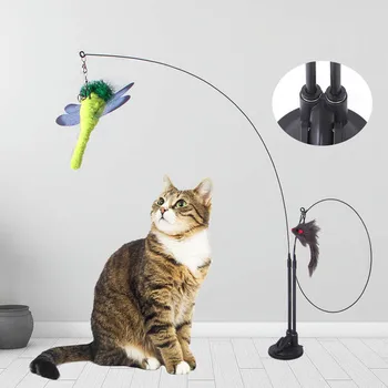 Забавный кот со съемной головкой, ручная мышь, чашка для домашних животных, Интерактивные игрушки-тизеры, принадлежности для всасывания игрушек, Кошачий колокольчик, Кошачий двойной