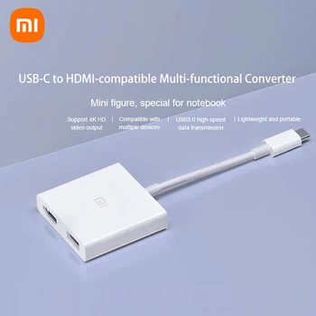 Компьютерный Адаптер Xiaomi USB-C Hub Typ-C к USB 3.0 совместимый Конвертер-Концентратор 4K 1080P 5 Гбит/с Высокоскоростная Док-станция