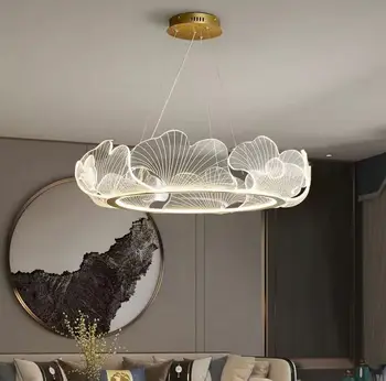 Креативная современная люстра, круглые акриловые лампы для гостиной, простая лампа, люстра для спальни, кабинета, столовой