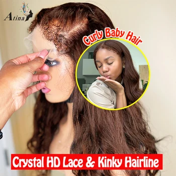 Кружевной фронтальный парик Body Wave Crystal HD 360 для женщин, бразильский парик цвета медового блонда HD 13x4, кружевные фронтальные парики без клея