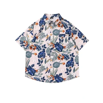 Летняя мужская рубашка с гавайскими цветами, мужская рубашка с коротким рукавом в пляжном стиле с цветочным 3D принтом, праздничная рубашка оверсайз для мужчин A40