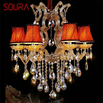 Люстра в европейском стиле SOURA, современный роскошный подвесной светильник, светодиодные светильники для дома, холл виллы, конференц-зал, спальня