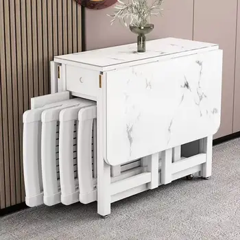 Многофункциональный Прямоугольный Складной Кухонный стол и стулья Модный Обеденный стол белого цвета со стульями Мебель