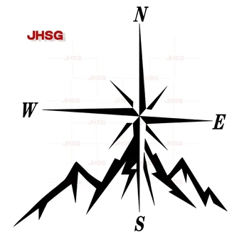Модная автомобильная наклейка JHSG NSWE Compass Rose Navigation Наклейка на багги 4x4, Креативная Наклейка из ПВХ, черная /белая