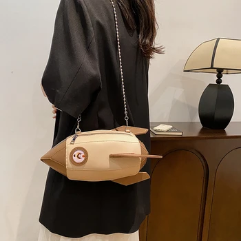 Модная и крутая персонализированная женская сумка с нишевым дизайном, соединяющая сумку через плечо с ракетным локомотивом, креативную сумку на цепочке через плечо