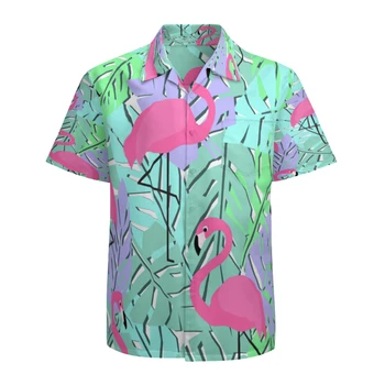 Мужская гавайская рубашка С коротким рукавом, повседневные пляжные рубашки на пуговицах с цветочным принтом и карманом, быстросохнущая Дышащая