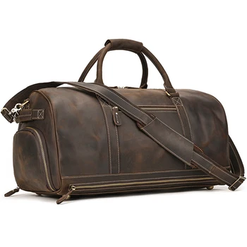 Мужская дорожная сумка из натуральной кожи, роскошная дорожная сумка в модном стиле, ручная дорожная сумка для багажа с отделением для обуви, мужская