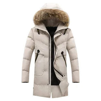 мужские зимние куртки и пальто длинная верхняя одежда с меховым капюшоном, теплая повседневная парка, пальто