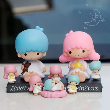 Мультяшная мини-кукла серии Sanrio Cute Creative Little Twin Star Car Shake Head с кукольными украшениями для центральной консоли салона автомобиля