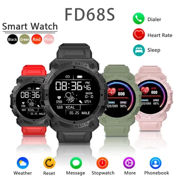 Новейший Bluetooth фитнес-трекер Спортивные смарт-часы с цветным экраном для напоминания о мониторинге здоровья FD68S, Часы для ношения, черный