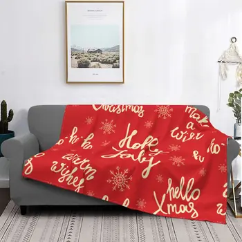 Новогоднее одеяло со снежинками, Фланелевое Красное, Веселого Рождества, Супер Теплое покрывало для постельных принадлежностей, покрывало для дивана