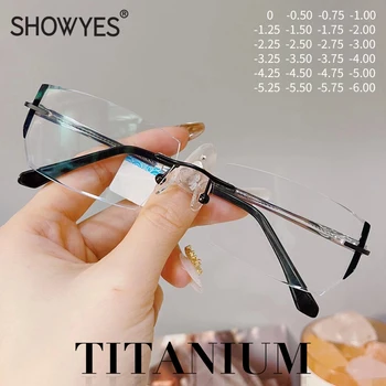 Новые деловые титановые очки без оправы с синим светом, мужские очки для компьютера от близорукости Ti, серебряные очки для джентльмена без оправы