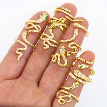 Персонализированное Позолоченное кольцо в виде змеи в стиле панк с золотым наполнением Ювелирные изделия Унисекс Anillos